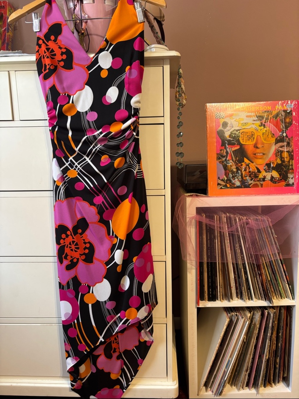 90’s Vintage David Meister Halter Dress Designer Retro Y2K Asymmetrical Midi